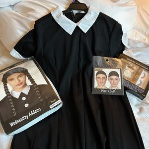 Wednesday Addams Costume - Dress, Wig, Makeup - Size 1X